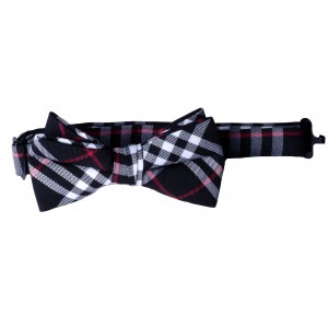 black plaid boys bow tie