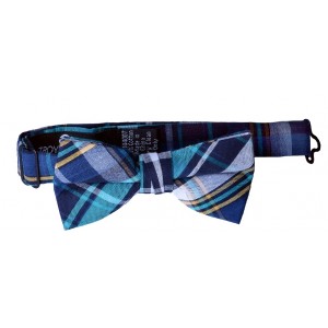 Green and Blue Plaid Boys Bow Tie