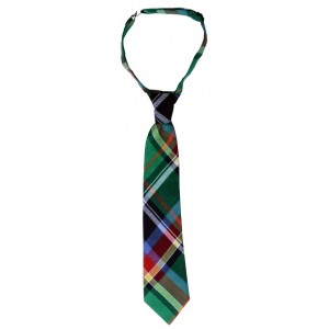 Green Plaid Boys Neck Tie