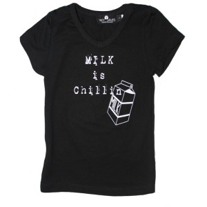 Milk is Chillin Black V-Neck Boys T-Shirt