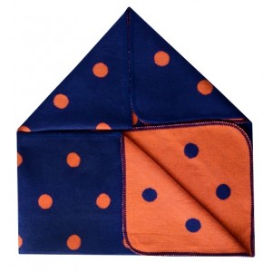 Navy & Orange Pok A Dot Baby Blanket